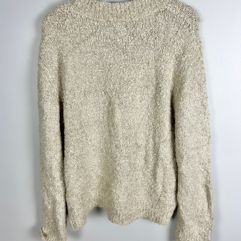 ELIE TAHARI Boucle Sweater Tan Size Large‎ Chunky Oversized Wool Neutral Teddy - Picture 5 of 5